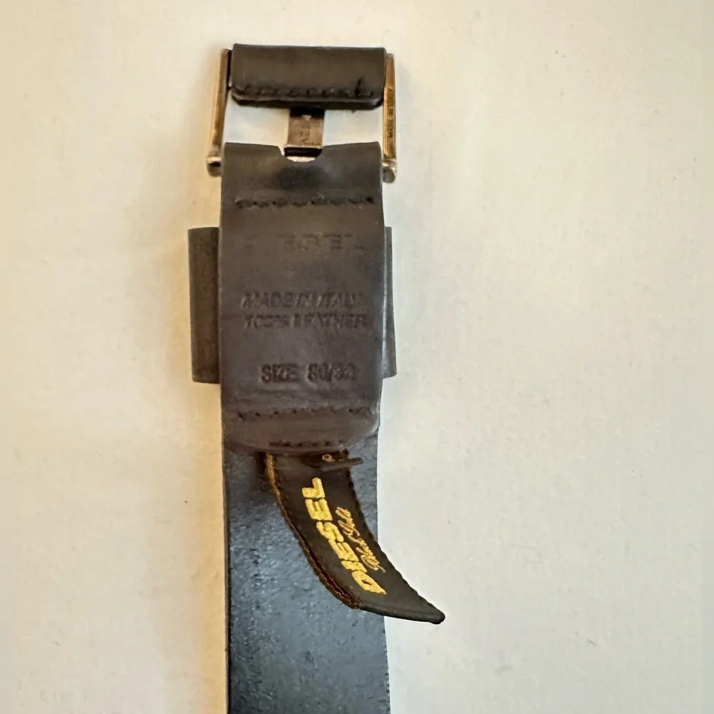 Diesel Men’s Black Gold Belt Size 32 - Picture 5 of 9